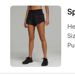 Lululemon Speed Up Mid-Rise Lined Shorts 4" Black Camo Size 0